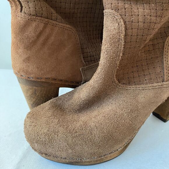 Sanita Lola Mae Brown Suede Leather Danish Clog Heeled Boots EU 37 US 6.5 7 - Picture 9 of 12